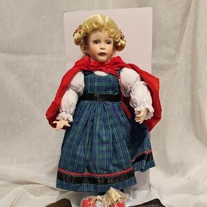 VTG Paradise Galleries Porcelain - Little Red Riding Hood Doll with Blue Dress